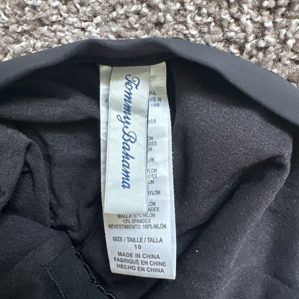 Tommy Bahama Coastline Stripe Bandeau Black One Piece Swimsuit Halter Sz 10 - Picture 3 of 3